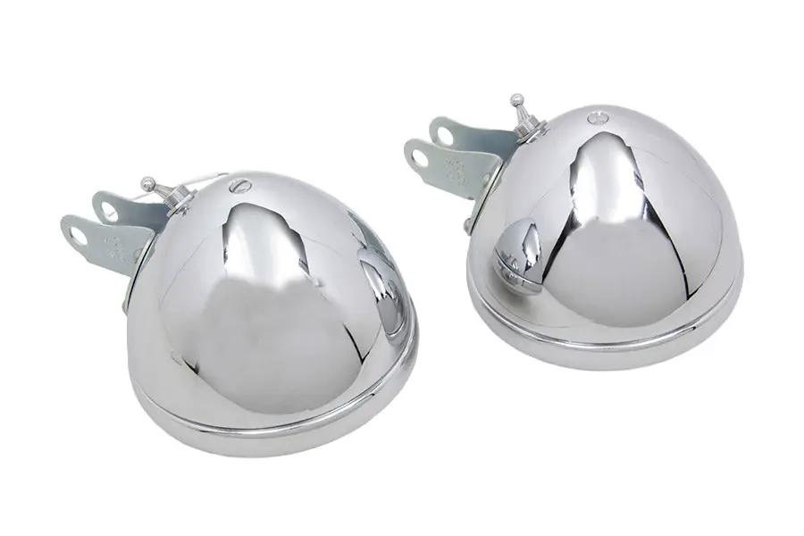 Wyatt Gatling Replica Chrome Guide Spotlamp Set 6 Volt for Harley Davidson EL & FL (Part #33-1520) by Wyatt Gatling