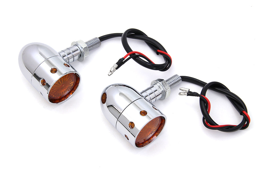 Wyatt Gatling Chrome Bullet Marker Lamp Set - 35mm Decorative Turn Signal Pair by Wyatt Gatling