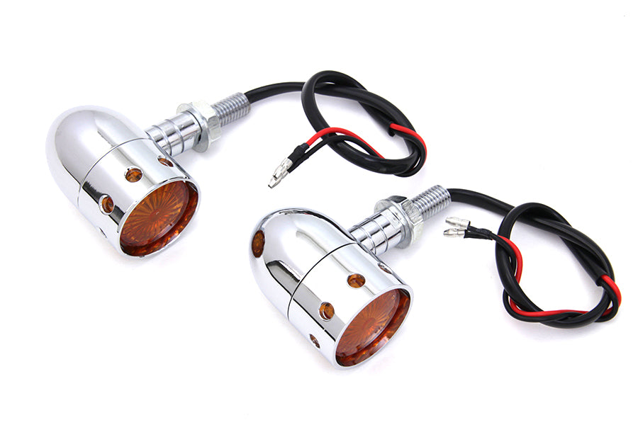 Wyatt Gatling Chrome Bullet Marker Lamp Set - 35mm Decorative Turn Signal Pair by Wyatt Gatling