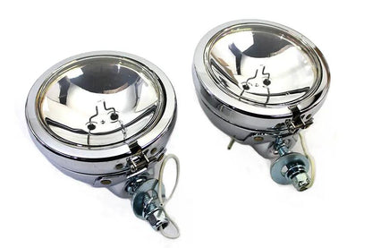 V-Twin Chrome 4-1/2 Inch Spotlamp Set with Clear 6 Volt Bulb by V-Twin