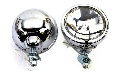 V-Twin Chrome 4-1/2 Inch Spotlamp Set with Clear 6 Volt Bulb by V-Twin