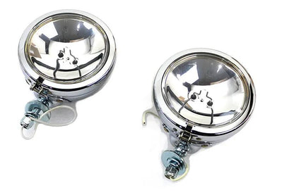 V-Twin Chrome 4-1/2 Inch Spotlamp Set with Clear 6 Volt Bulb by V-Twin