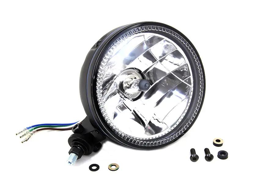 Wyatt Gatling 5-3/4 Inch H4 Headlamp Unit with Black Housing and Glass Lens by Wyatt Gatling