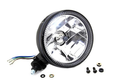 Wyatt Gatling 5-3/4 Inch H4 Headlamp Unit with Black Housing and Glass Lens by Wyatt Gatling