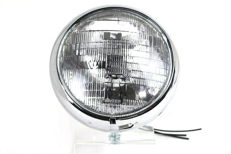 Wyatt Gatling Vintage 7 Inch Round Headlamp 6 Volt for Harley Davidson FL by Wyatt Gatling