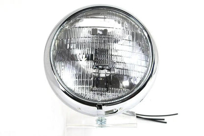 Wyatt Gatling Vintage 7 Inch Round Headlamp 6 Volt for Harley Davidson FL by Wyatt Gatling