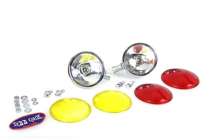 V-Twin Replica Chrome Guide Spotlamp Set 6 Volt for Harley Davidson 1938-1947 by V-Twin
