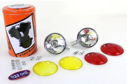 V-Twin Replica Chrome Guide Spotlamp Set 6 Volt for Harley Davidson 1938-1947 by V-Twin