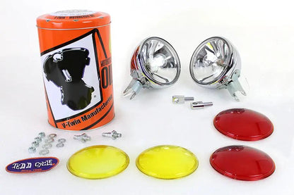 V-Twin Replica Chrome Guide Spotlamp Set 6 Volt for Harley Davidson 1938-1947 by V-Twin