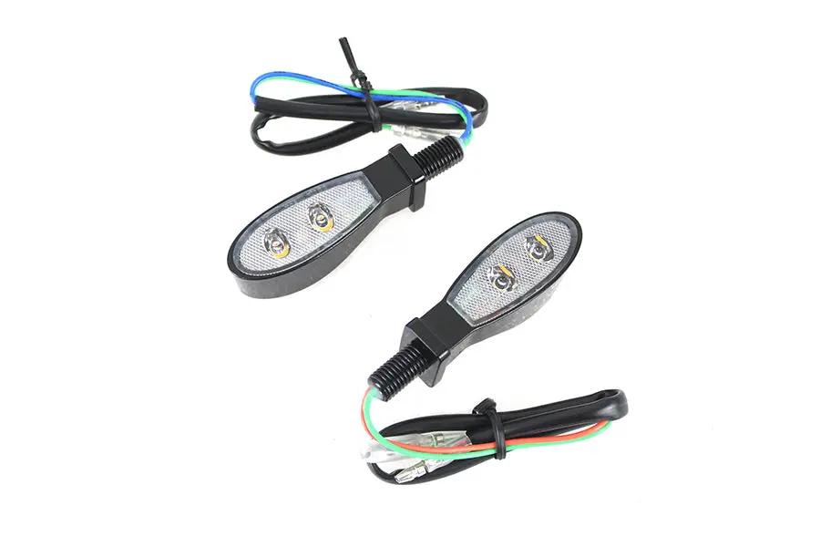 Wyatt Gatling Black Teardrop Shaped LED Turn Signal Set with Clear Lens - Part L22-64M7GBCQE by Wyatt Gatling