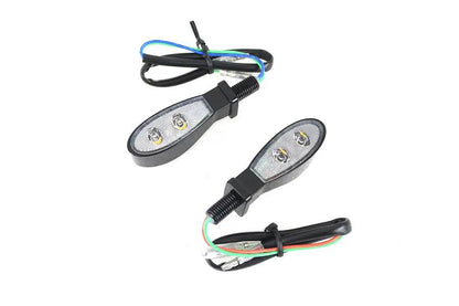 Wyatt Gatling Black Teardrop Shaped LED Turn Signal Set with Clear Lens - Part L22-64M7GBCQE by Wyatt Gatling