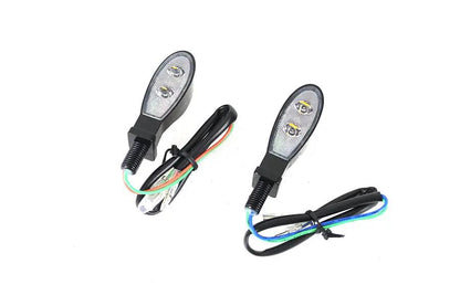 Wyatt Gatling Black Teardrop Shaped LED Turn Signal Set with Clear Lens - Part L22-64M7GBCQE by Wyatt Gatling