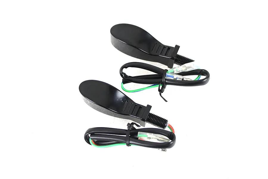 Wyatt Gatling Black Teardrop Shaped LED Turn Signal Set with Clear Lens - Part L22-64M7GBCQE by Wyatt Gatling