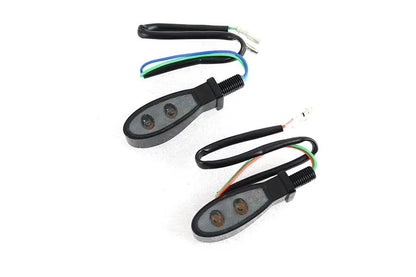 Wyatt Gatling Black Teardrop Shaped LED Turn Signal Set with Smoked Lens - Part L22-64M7GBSQE by Wyatt Gatling