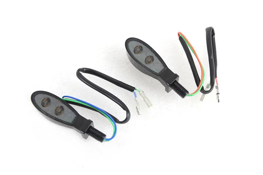 Wyatt Gatling Black Teardrop Shaped LED Turn Signal Set with Smoked Lens - Part L22-64M7GBSQE by Wyatt Gatling