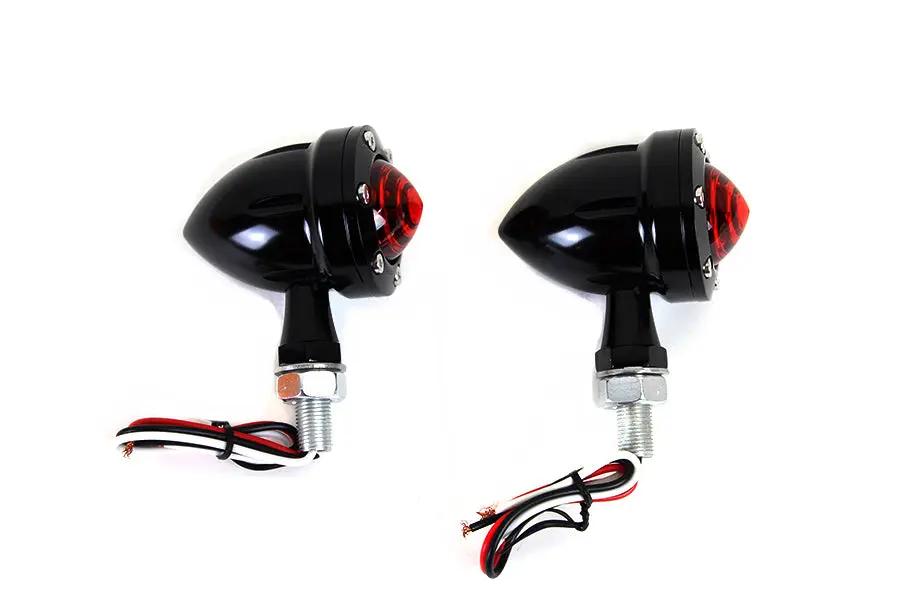 Wyatt Gatling LED Bullet Turn Signal Set Black with Red Lens, Part L22-6833BR by Wyatt Gatling