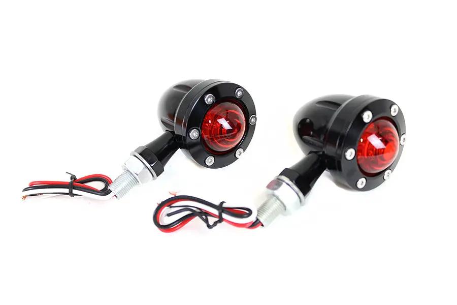 Wyatt Gatling LED Bullet Turn Signal Set Black with Red Lens, Part L22-6833BR by Wyatt Gatling