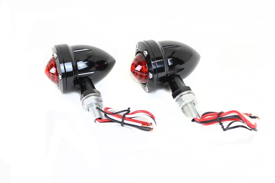 Wyatt Gatling LED Bullet Turn Signal Set Black with Red Lens, Part L22-6833BR by Wyatt Gatling