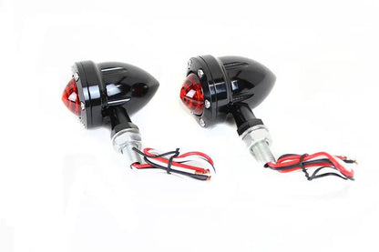 Wyatt Gatling LED Bullet Turn Signal Set Black with Red Lens, Part L22-6833BR by Wyatt Gatling