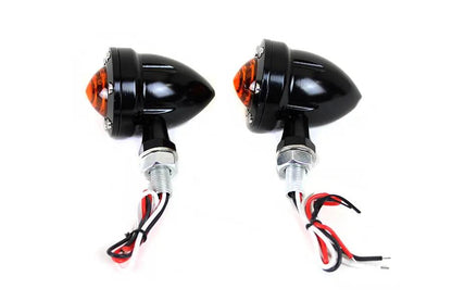 Wyatt Gatling LED Bullet Turn Signal Set Black with Amber Lens - Part L22-6833BA by Wyatt Gatling