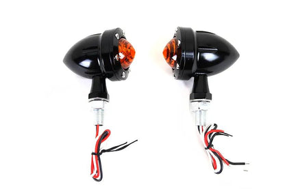 Wyatt Gatling LED Bullet Turn Signal Set Black with Amber Lens - Part L22-6833BA by Wyatt Gatling