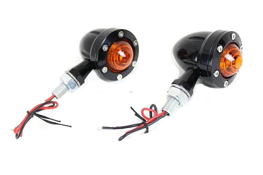 Wyatt Gatling LED Bullet Turn Signal Set Black with Amber Lens - Part L22-6833BA by Wyatt Gatling