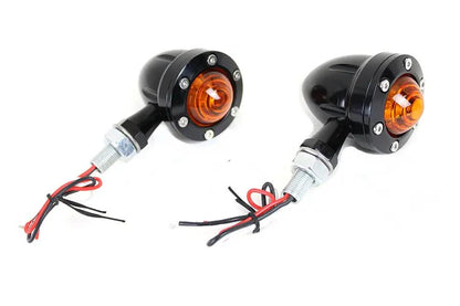 Wyatt Gatling LED Bullet Turn Signal Set Black with Amber Lens - Part L22-6833BA by Wyatt Gatling