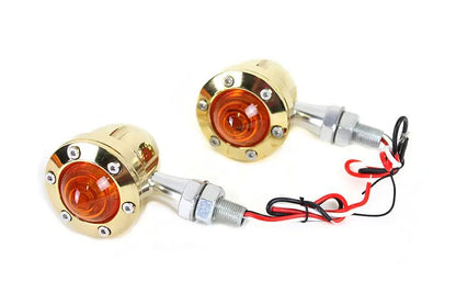 Wyatt Gatling LED Bullet Turn Signal Set Brass with Amber Lens - Part L22-6833BRR by Wyatt Gatling