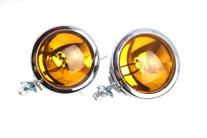 V-Twin 12 Volt Amber Spotlamp Set for Harley Davidson FL (1964-1973) by V-Twin