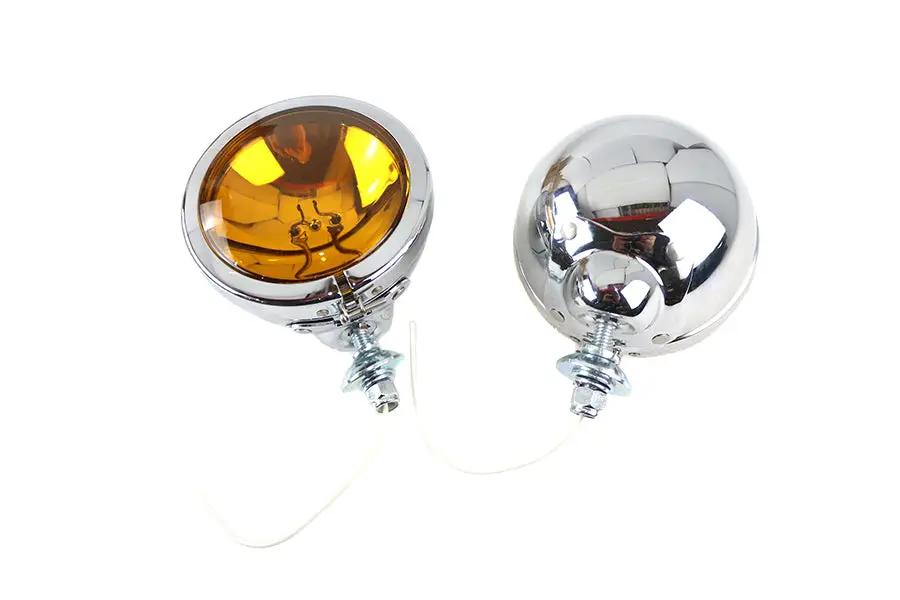 V-Twin 12 Volt Amber Spotlamp Set for Harley Davidson FL (1964-1973) by V-Twin