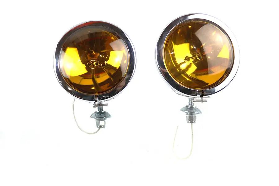 V-Twin 12 Volt Amber Spotlamp Set for Harley Davidson FL (1964-1973) by V-Twin