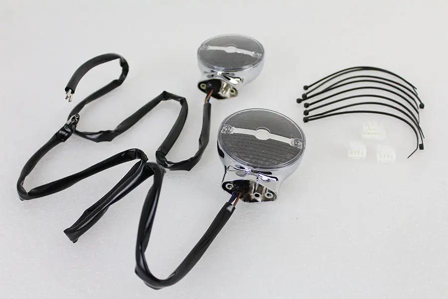 Wyatt Gatling Amber LED Flat Lens Turn Signal Set for Harley Davidson FLSTC by Wyatt Gatling