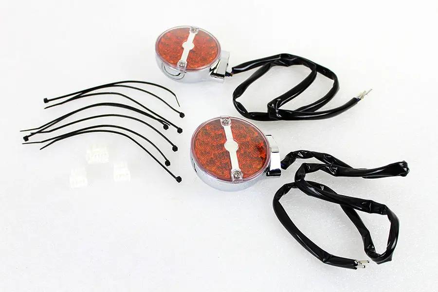Wyatt Gatling Amber LED Flat Lens Turn Signal Set for Harley Davidson FLSTC (2001-2010) by Wyatt Gatling