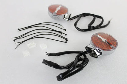 Wyatt Gatling Amber LED Flat Lens Turn Signal Set for Harley Davidson FLSTC (2001-2010) by Wyatt Gatling