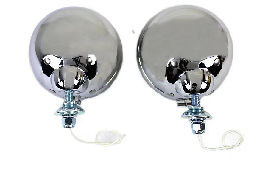 Wyatt Gatling 4-1/2 Inch Fluted Spotlamp Set with 12 Volt Bulb for Harley Davidson FL by Wyatt Gatling
