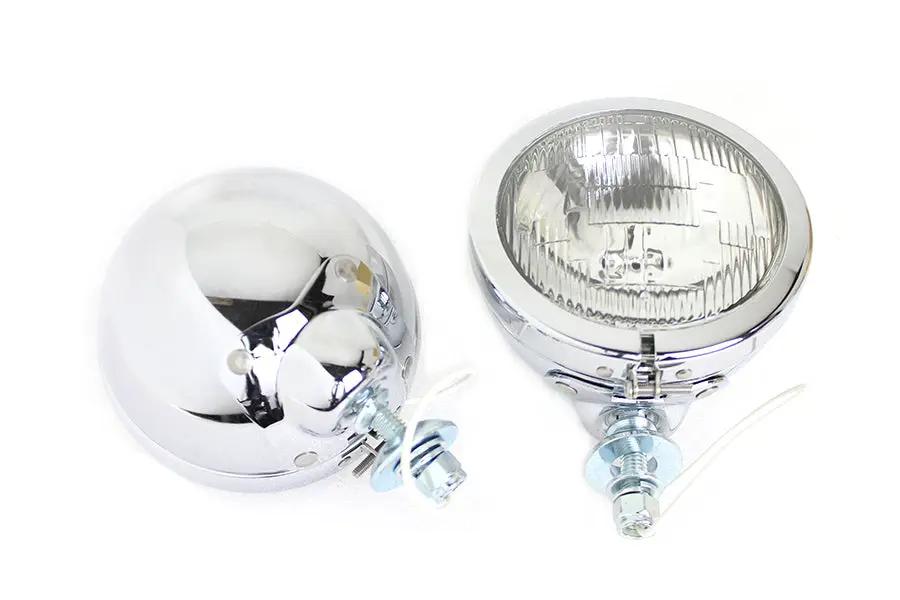Wyatt Gatling 4-1/2 Inch Fluted Lens Spotlamp Set with 6 Volt Bulb for Harley Davidson FL by Wyatt Gatling