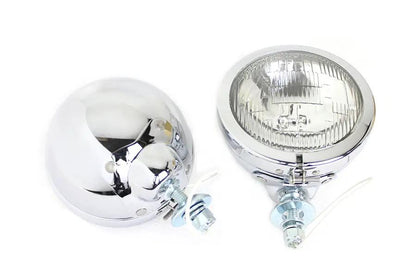 Wyatt Gatling 4-1/2 Inch Fluted Lens Spotlamp Set with 6 Volt Bulb for Harley Davidson FL by Wyatt Gatling