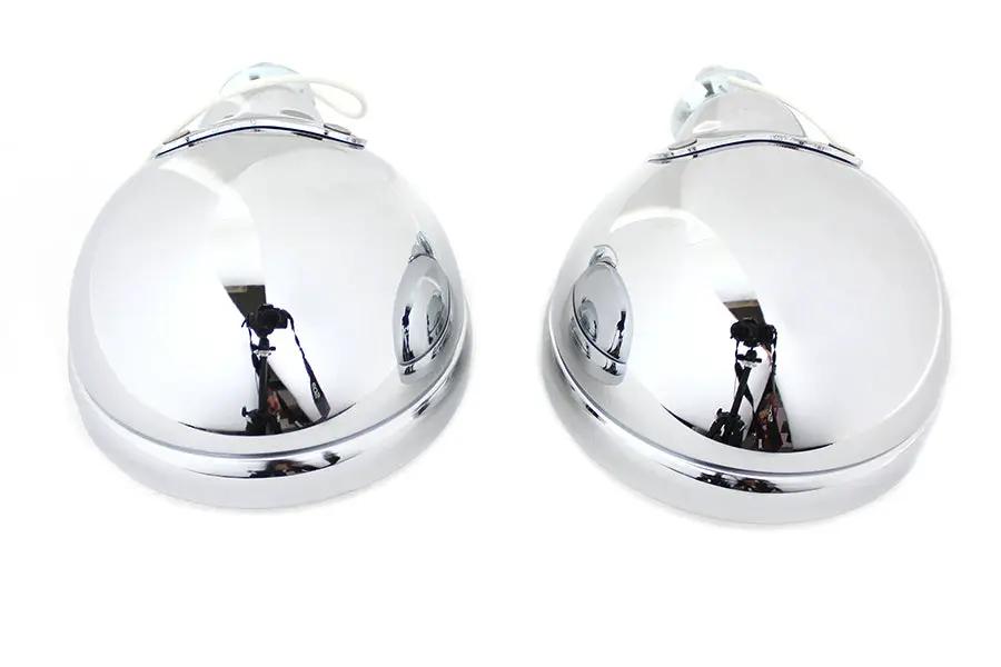 Wyatt Gatling 4-1/2 Inch Fluted Lens Spotlamp Set with 6 Volt Bulb for Harley Davidson FL by Wyatt Gatling