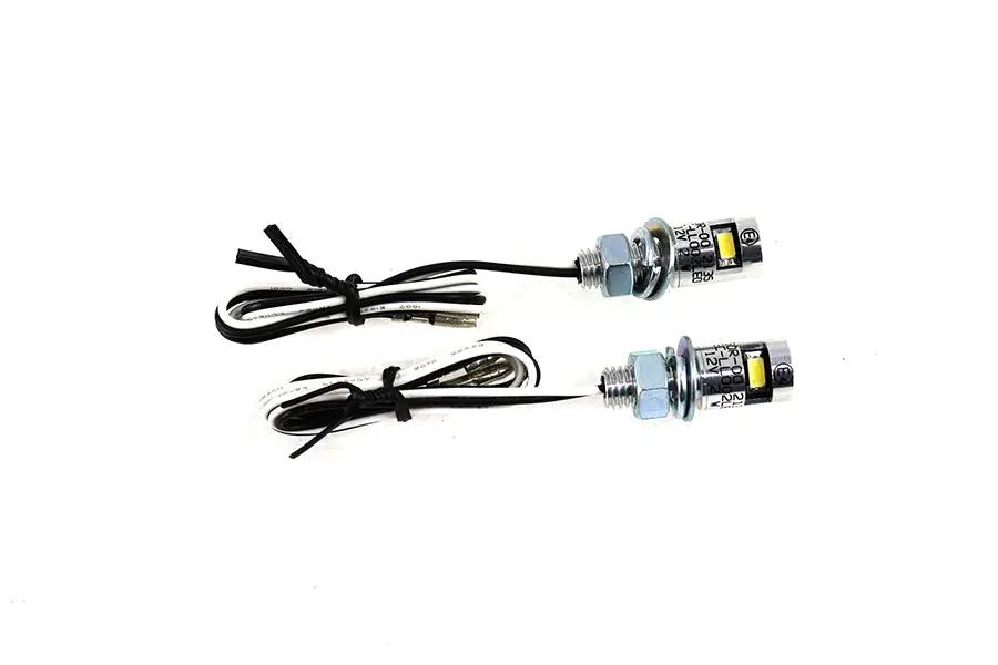 V-Twin Chrome Burdett License Plate Bolt Set with LED - Set of 2 by V-Twin