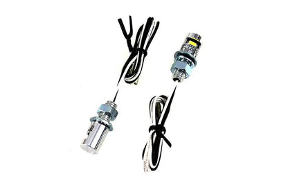 V-Twin Chrome Burdett License Plate Bolt Set with LED - Set of 2 by V-Twin