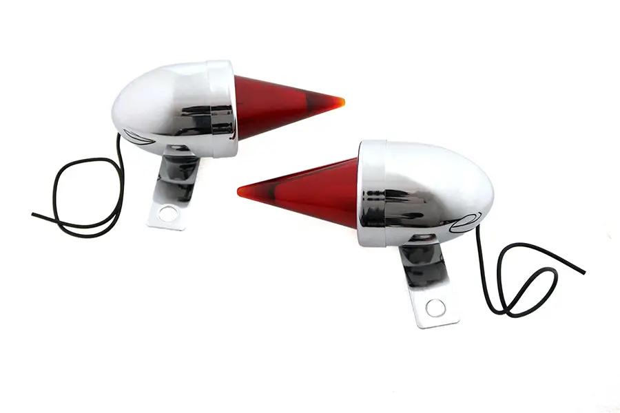 V-Twin Torpedo Bullet Lamp Set Chrome with Brackets - Right and Left Mounting by V-Twin