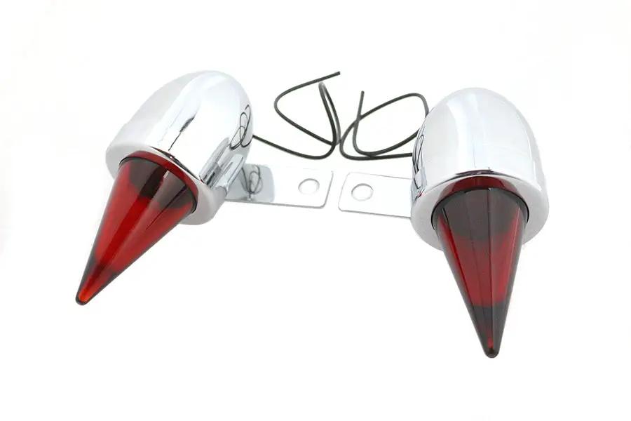 V-Twin Torpedo Bullet Lamp Set Chrome with Brackets - Right and Left Mounting by V-Twin
