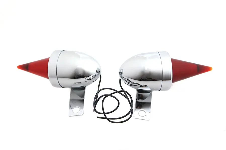 V-Twin Torpedo Bullet Lamp Set Chrome with Brackets - Right and Left Mounting by V-Twin