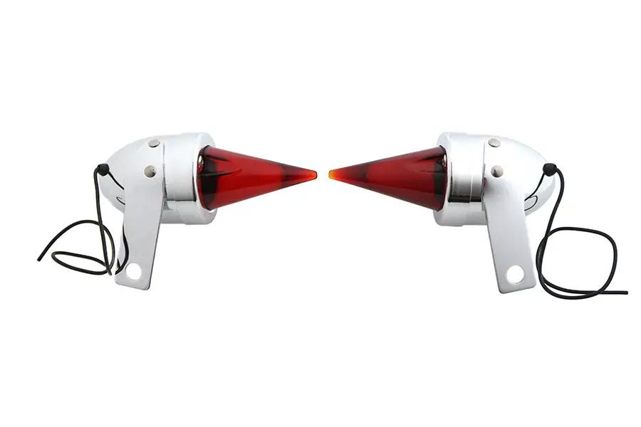 V-Twin Torpedo Bullet Lamp Set Chrome with Brackets - Right and Left Mounting by V-Twin