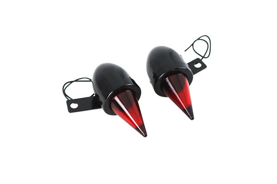 V-Twin Torpedo Bullet Lamp Set Black with Brackets - Right and Left Mounting by V-Twin