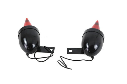 V-Twin Torpedo Bullet Lamp Set Black with Brackets - Right and Left Mounting by V-Twin