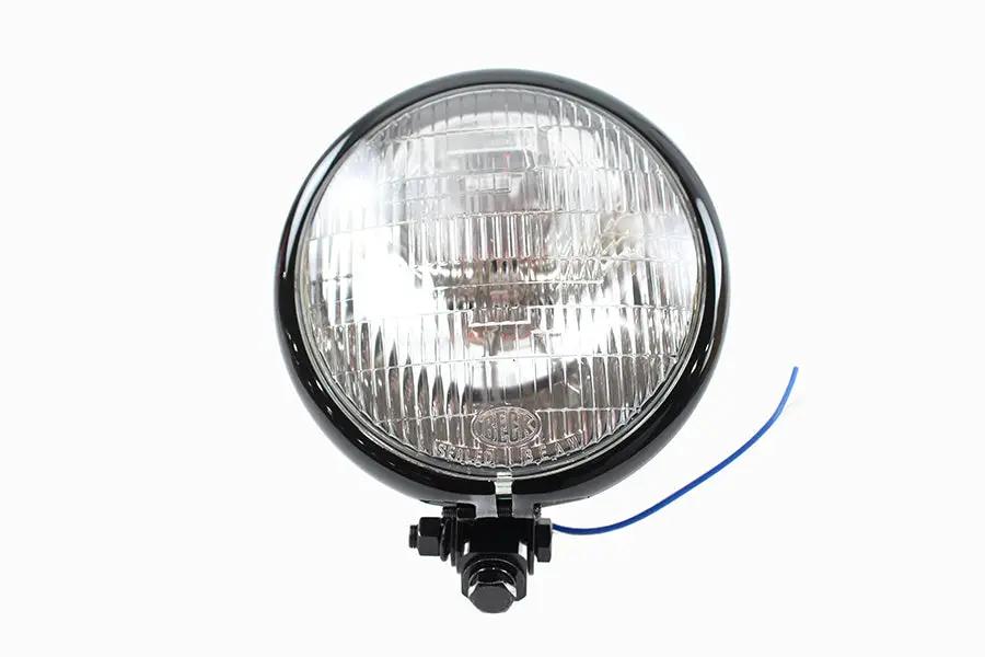V-Twin 62017B 5-3/4 Inch Round Headlamp Assembly with Indicator Bulb and Mounting Eye Bolt by V-Twin