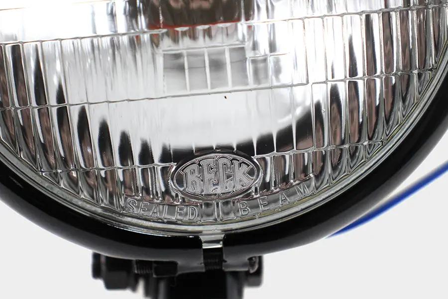 V-Twin 62017AB 5-3/4 inch Round Headlamp Assembly with Indicator Bulb and Chrome Mounts by V-Twin