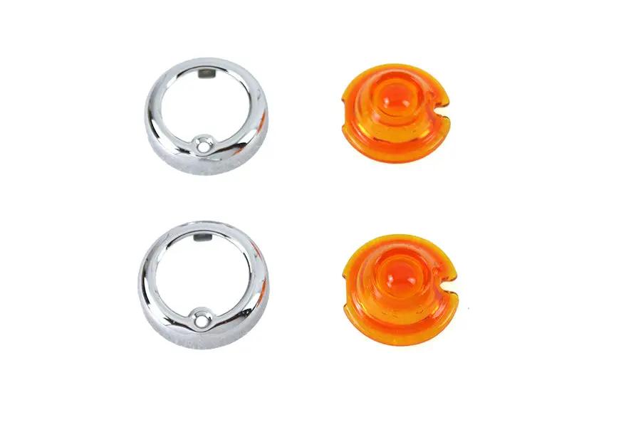 V-Twin Replica Guide Bullet Marker Lamp Set Amber for Harley Davidson FL (1941-1950) by V-Twin