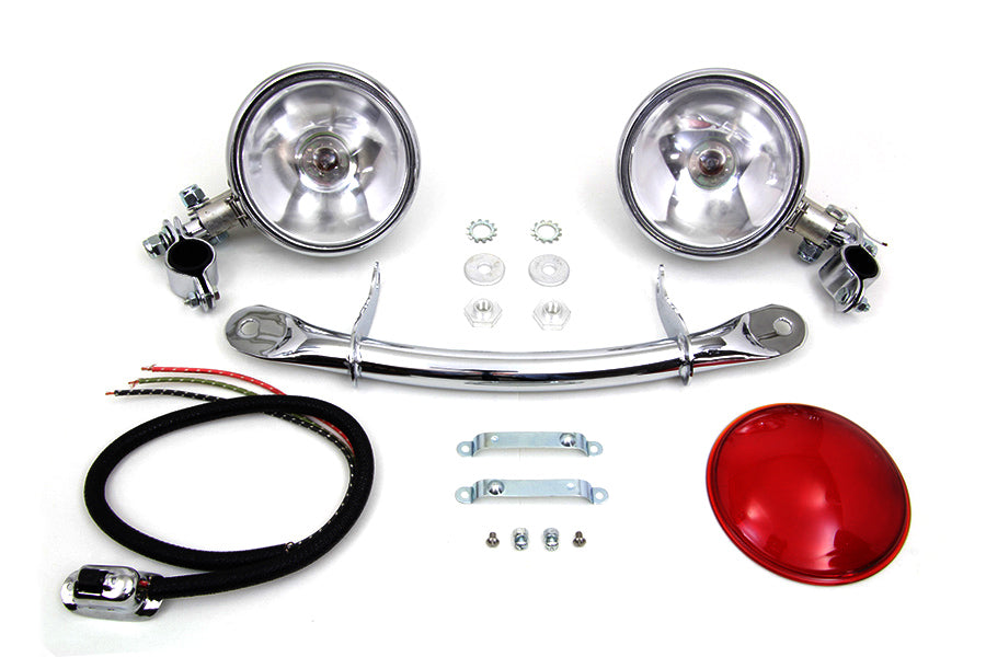 V-Twin Chrome Spring Fork Spotlamp Kit 33-1733 for 1936-1945 Harley-Davidson G